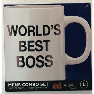 THE OFFICE World's Best Boss Men's Combo Boxer Brief & Crew Socks Large